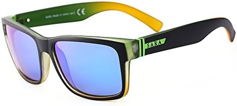 Polarized Sports Sunglasses,Men And Women Running Cycling Fishing Driving Golf Softball Plastic Frame Sunglasses UV400 (V9026 C01 Black Frame Gray) (V9026 C05 Gradient Frame Of Green Mercury)