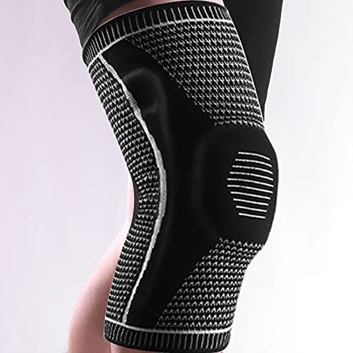 RYOQYUS Knee Brace,Knee Compression Sleeve Knee Support with Patella Gel Pad & Side Spring Stabilizers,Medical Knee Protector for Running Meniscus Tear Arthritis Joint Pain Relief Injury Recovery(L)