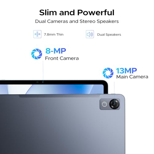 Luzglo P12 Tablet 12 Inch, Tablet Android 16, Gemini AI, 48GB RAM+128GB ROM/2TB TF, IPS 2.4K 120Hz Display, T7280 Octa-core, 10000mAh/18W, 5G WiFi/ 8MP+13MP/ GPS/Face ID/OTG, Tablets with Keyboard