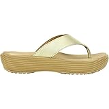Crocs Womens A-leigh Brushed Metallic Flip Sandal - Gold
