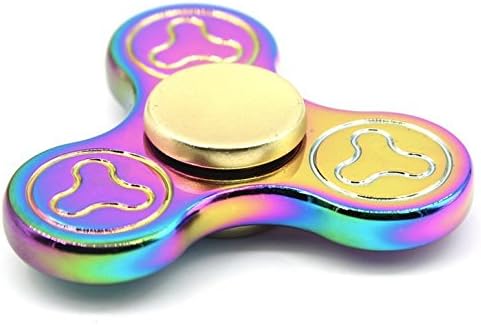 Aluminum Alloy Tri Spinner By Prokitline Helps Focusing Fidget Toy Tri-Spinner EDC Focus Toy for Kids &amp; Adults - Best Stress Reducer Relieves ADHD Anxiety Boredom Ceramic Cube Bearing (Rainbow)