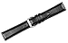 deBeer Brand Smooth Leather Watch Band (Silver Buckle) - Black 18mm (Extra Long Length)