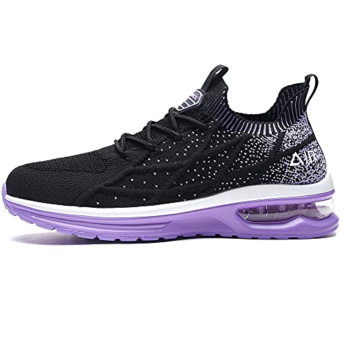 Zapatillas deportivas para correr para mujer Air Athletic Tenis Slip on Walking Sport Fashion Sneakers Púrpura 8 US