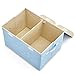 EZOWare Large Storage Boxes [3-Pack] Baby Blue Linen Fabric Foldable Storage Cubes Bin Box Containers with Lid and Handles for Home Nursery, Closet, Clothes Baby Products