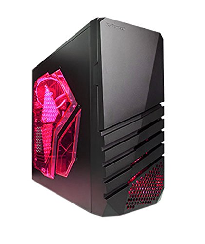 Apevia X-PIONEER-RD ATX Mid Tower Gaming Case w/ Large Red Tinted Side Window, 1 x 120mm Red LED Fan(Can Install up to 6 Fans), Top 2 x USB3.0 + 2 x HD Audio Ports, Fits Video Card up to 13" - Red