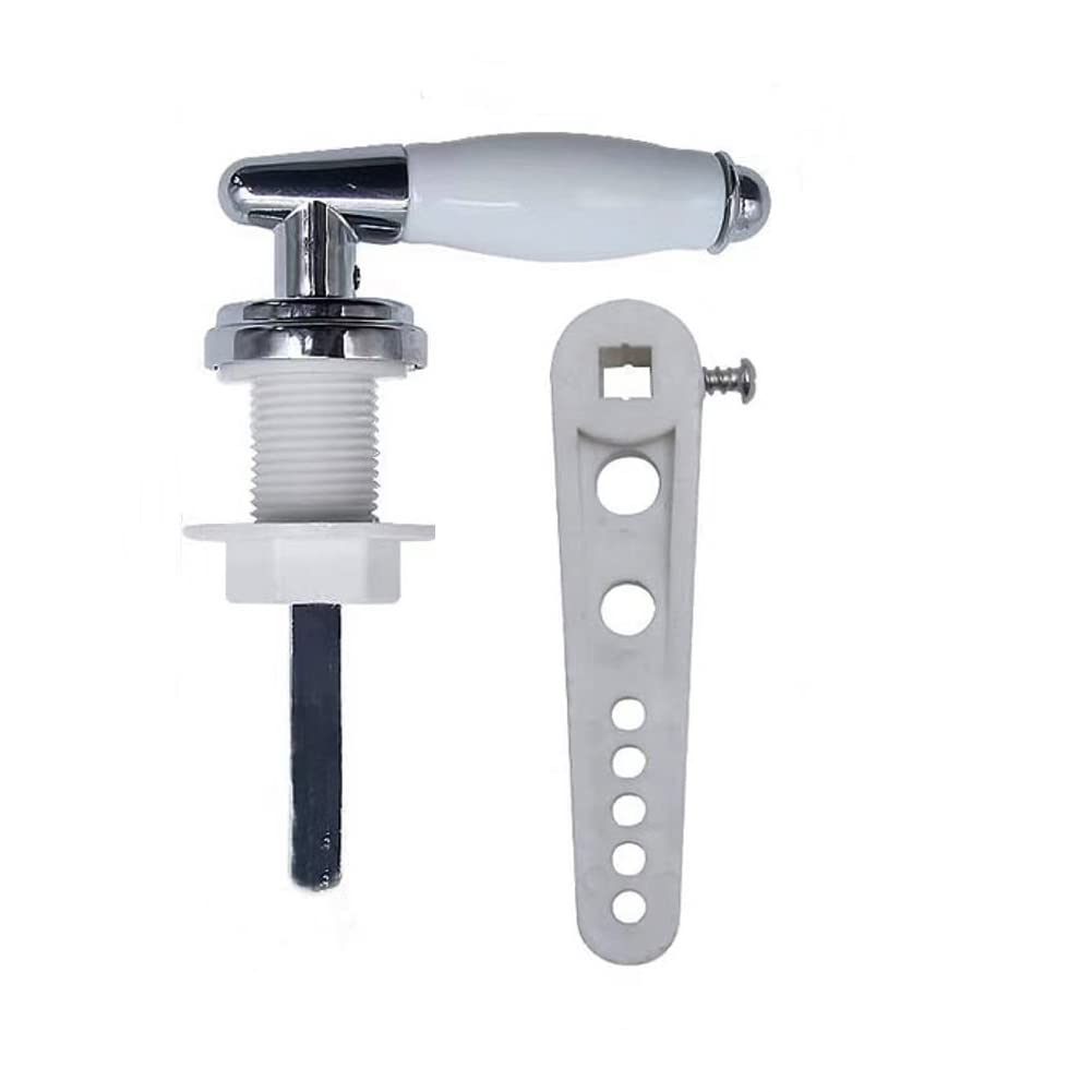 Lokatall Ceramic Toilet Flush Handle, Chrome Replacement Toilet Tank Handle Universal Fit Lavatory Toilet Cistern, Adjustable Arm (1/2 Interface) - fit 20mm Hole
