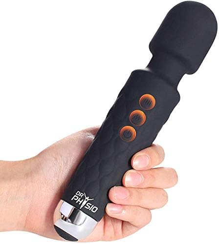 Dr Physio Rechargeable Personal Body Wand Cordless Eva Massager Machine with 28 Vibration Modes and Water Resistant (Black)