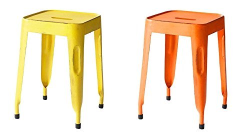 Set of 2 Santosh Arts Metal Bar Stool in Orange and Yellow Color