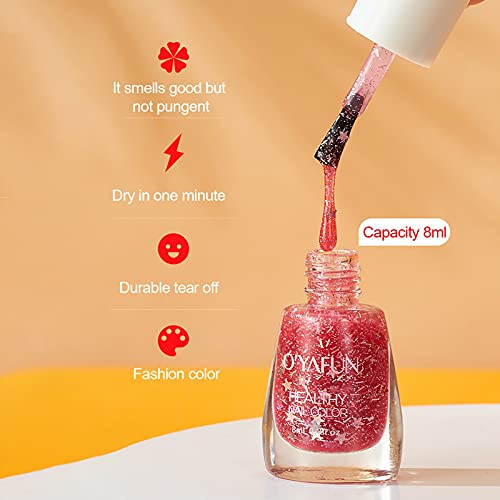 40 Colors Nail Polish Eco-Friendly Easy Peel Off & Quick Dry Water Based Nail Polish 8ml, Removable Gel Nail Polish for Starter DIY Nail Art(#01)