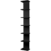 YEXEXINM 7 Tier Wall Shelf Unit - Lack Floating Shelf, Compact Display Floating Shelf, Vertical Column Wall Decor Mount Floating Storage Organizer Tall Tower Shelf for Bedrooms, Living Rooms(Black)