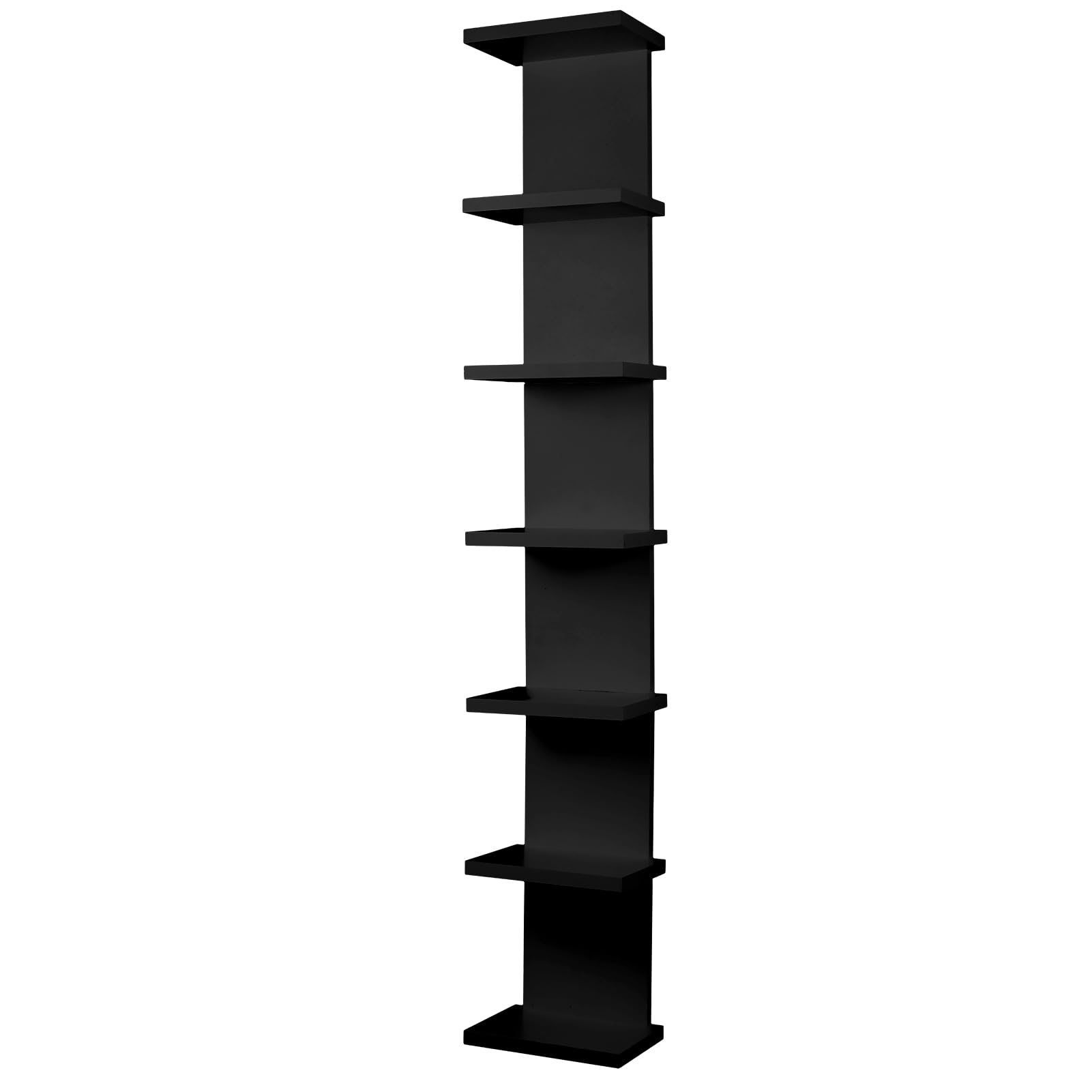 Photo 1 of YEXEXINM 7 Tier Wall Shelf Unit - Lack Floating Shelf, Compact Display Floating Shelf, Vertical Column Wall Decor Mount Floating Storage Organizer Tall Tower Shelf for Bedrooms, Living Rooms(Black)