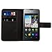 kwmobile Case Compatible with Huawei Ascend Y300 - Wallet Case PU Leather Phone Cover with Card Holder Slots - Black