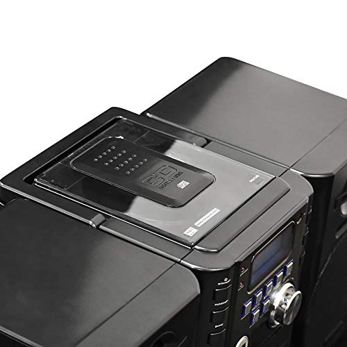 AXESS MS3912 Mini Entertainment System with AM/FM, USB, CD, MP3 Player & Cassette Recorder With Headphone and Aux Jack