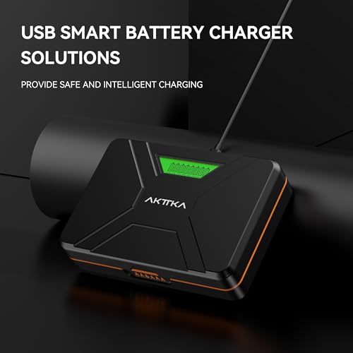AKTTKA Rechargeable Battery Charger with Intelligent LCD, Charger for NI-MH NI-CD AA/AAA, 8 Slots Charger Rechargeable Batteries AA and AAA