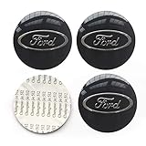 MonboAuto 4PCS Auto Car Sticker Wheel Center Hub Cap Logo Aluminium fit for Ford (Black, 56MM/2.22'')