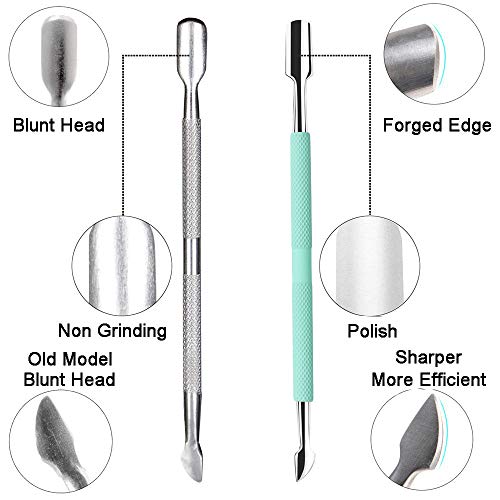 Cuticle Nipper with Cuticle Pusher - Ejiubas Green Cuticle Trimmer Stainless Steel Cuticle Clipper Cutter Nail Cuticle Remover Tools for Fingernails and Toenails