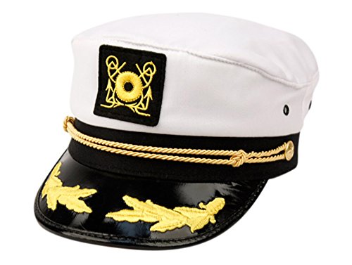 Epoch Adult Yacht Captain Hat, One size, Gold & White