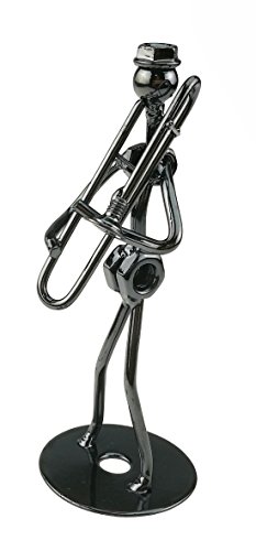 Unigift Vintage Iron Art Steel Music Man Figure Performer with Screw Cap Desk Decor Home Bedroom Bar Display Ornament Birthday Gift 7-2(Trombone) - Thumbnail 2