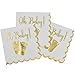 100 Baby Shower Napkin Oh Baby Luncheon Napkins with Scalloped Edge 3-Ply Gold Feet Footprints on White Paper Napkin for Boy & Girl Gender Reveal Party Supplies Decoration Accessories by Gift Boutique