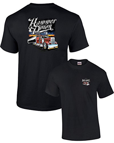 Trucker T-Shirt Hammer Down Semi Interstate-Black-xxxl