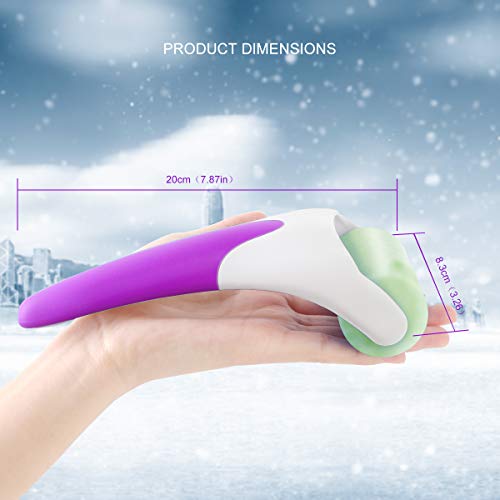 Eurobuy Ice Roller for Face & Eye Puffiness Migraine Pain Relief and Minor Injury,Set of 2 Roller Heads Ice Rolling Massager,Handhold Stainless Steel Roller,Skin Care Beauty Tool (Purple)