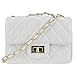Volcanic Rock Women's Quilted PU Leather Cross-body Bag Girls Purse & Handbags Chain Small Messenger Bag(919 White)