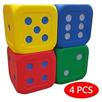 Macro Giant 6 Inch Soft Foam Jumbo Big Playing Dice, Set of 4, Red + Blue + Yellow + Green, Math Teaching, Teaching Aids, Board Games, Kid Toy