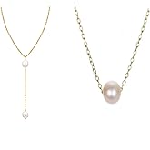 Short Pearl Necklace, Pearl Necklace Women Gold/Y-Shaped Pendant Necklace Layered Design 2 Packs Layered Beaded Chain Drop Necklaces Gold Jewelry For Women Gift
