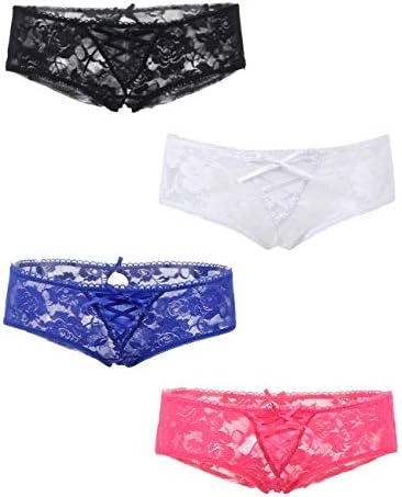 ohyeahgirl Plus Size Lace Panties Open Crotch Brief Underwear for Women