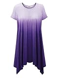 LL WT1142 Womens Ombre Short Sleeve Oversized Side Panel Tunic Top XXL PURPLE
