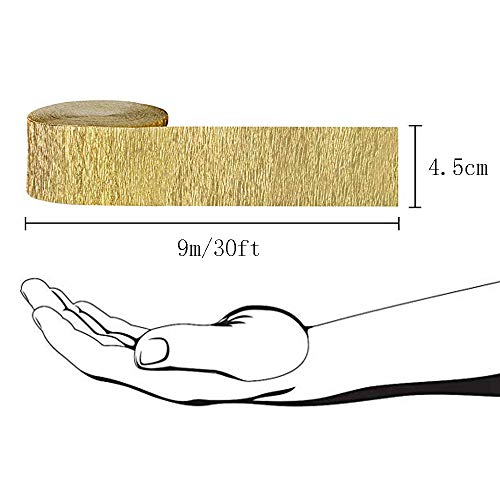 15 Rolls 30ft Gold Crepe Paper Streamers,for Party Backdrop Decorations,Birthday,Christmas,Theme Parties,DIY,and Various Decorations