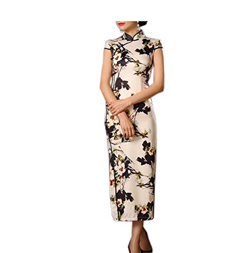 XueXian(TM) Women's Summer Cap Sleeve Elegant Prom Party Dress Chinese Long Qipao