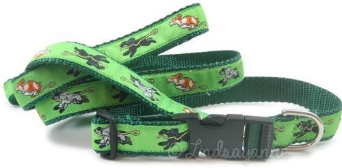 English Cocker Spaniel Dog Breed Dog Collar and Leash Set - Green