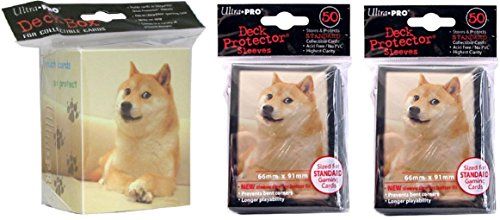 Ultra-Pro Shibe Doge Deck Box + 100 Sleeves Set (fits Magic/MTG, Pokemon Cards)