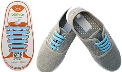 Dodjivi No Tie Shoe Laces Silicone Shoelaces Lock Bands for Kids Eco-Friendly Waterproof Top Fan Shoelaces Flat Elastic Athletic Running Shoelaces for Sneaker Boots Board Shoes Casual Shoes (Sky Blue)