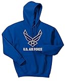 Custom U.S. Air Force chevron logo on mens hooded pullover sweatshirt
