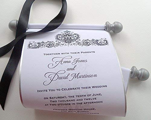 Elegant Princess Damask Invitations - Modern Classic Wedding Invitations in Black