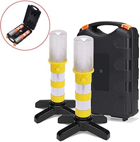 2パックled緊急フラッシュライトプラスチックケース付きライト 警告三角形または危険ポイントの補足としての交通警告灯車 自転車用の磁気ベース非常灯 最新 トラック