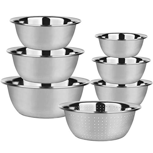 Stainless Steel Mixing Bowls Set of 7 Easy to Clean, ingredient bowls