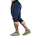 MECH-ENG Men's 3/4 Joggers Pants Workout Gym Capri Shorts Zipper Pockets(Navy M/Tag XL)