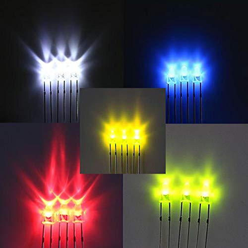 JABINCO 100pcs 3mm LED Light Diodes, Red/Green/Yellow/Blue/White LED Circuit Assorted Kit for Science Project Experiment - Thumbnail 4