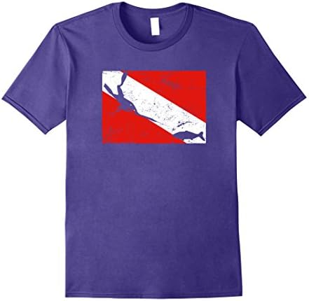 Mens Dive Flag Spearfishing T-Shirt Freediving Tee XL Purple
