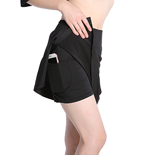 Annjoli womens running skorts golf tennis workout skirt (S, Black) - Thumbnail 5