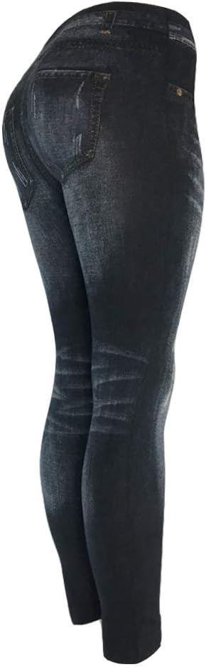 CLOYA Women's Denim Print Fake Jeans Seamless Full Length Leggings