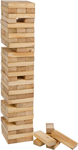 Trademark Innovations 90 Piece 3' Tall Giant Wooden Stacking Puzzle Game with Carry Case