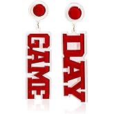 Acrylic Game Day Earrings Colorful Game Day Letter Drop Dangle Earring Football Team Fan Sports Favors Cheerleader Accessories Jewelry Gifts-A