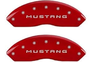 MGP Caliper Covers 10198SM37RD Red Brake Covers Engraved with Silver Mustang/3.7 (Set of 4)