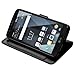 LG Stylo 3 Case, Stylo 3 Plus Case, 5 Card Bicast PU Leather Folio Wallet with Magnetic Flap and Kickstand, Comes with Screen Protector and Stylus - Black