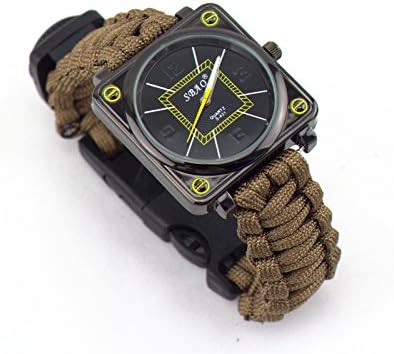 1Pcs Camping Watch Survival Watch 6 In 1 Multifunctional 9" Paracord Bracelet Sahara Sailor Outdoor Survival Kit W Compass Flint Fire Starter Scraper Whistle For Hiking Camping Emergency More
