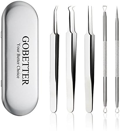 GoBetter® Blackhead and Splinter Remover Comedone Acne Extractor Tweezers Kit, Treatment for Pimple, Blemish, Whitehead Popping, Zit Removing